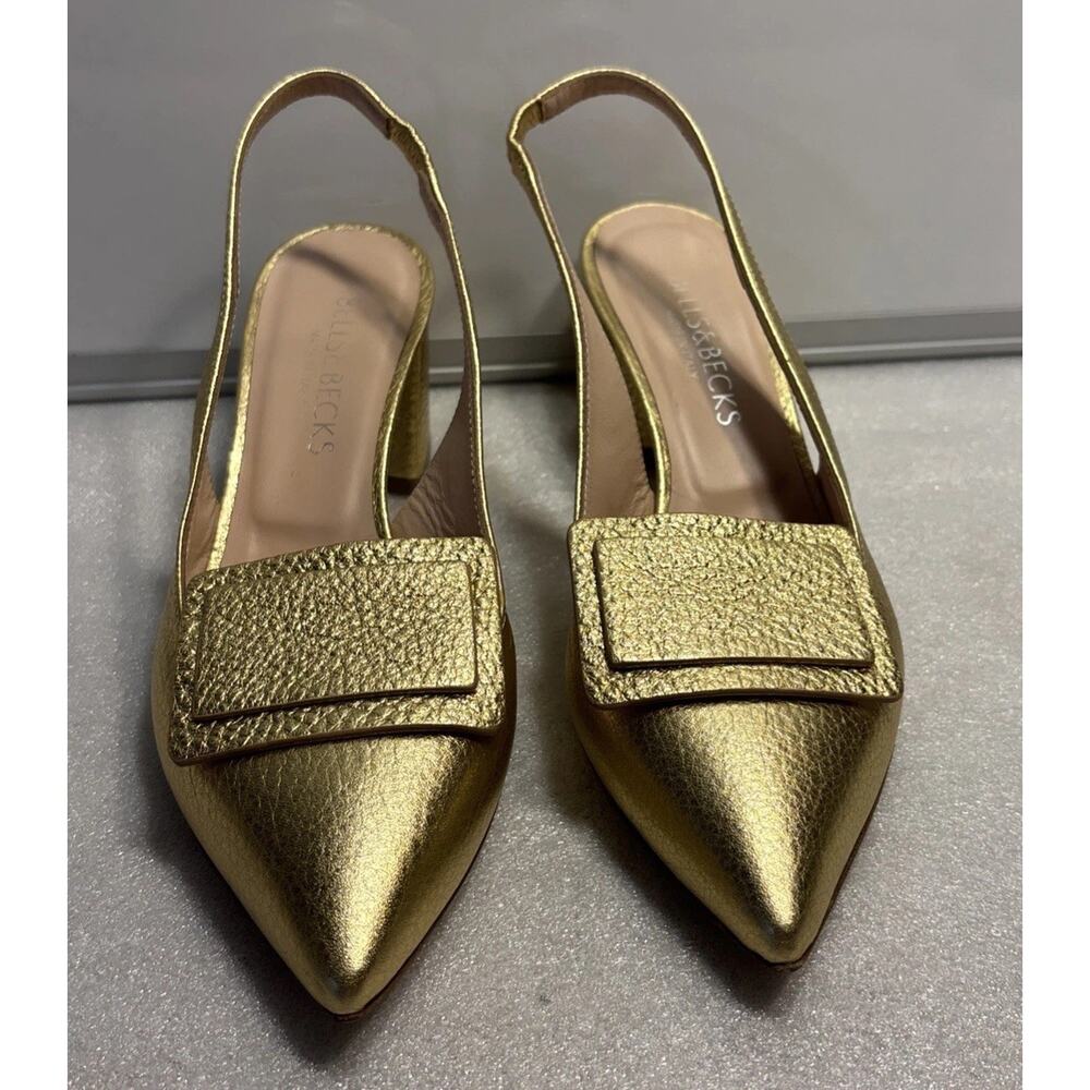 Bells & Becks Luna Soft GoldLeather Slingback heels Made in Italy SIZE 36.5 US 6
